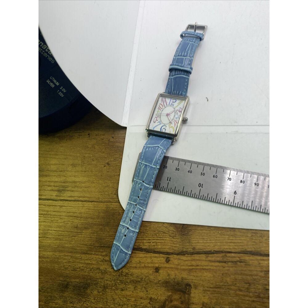 Womens Silver Colorful Number Watch Tank New Battery - Picture 5 of 6
